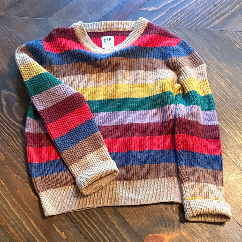 GAP Kids Colorful Striped Crewneck Sweater